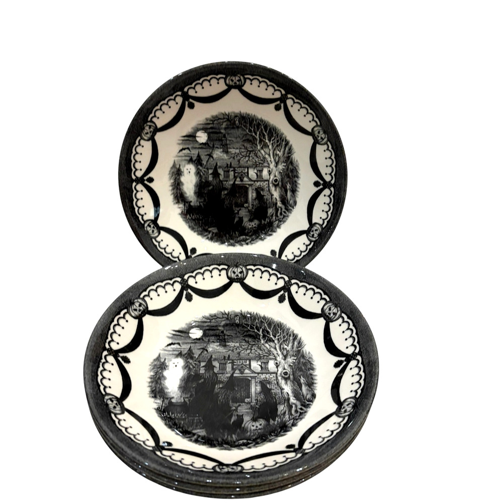 Royal Stafford HALLOWEEN WITCH Cereal Bowls 7.75in Set of 2 Ceramic Spooky New